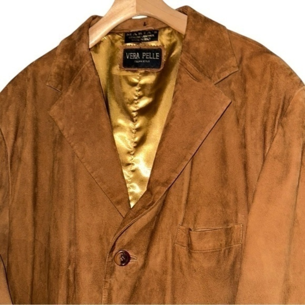 Vera Pelle Men’s Size XL Cognac Brown Suede Unstructured Sports Blazer Jacket